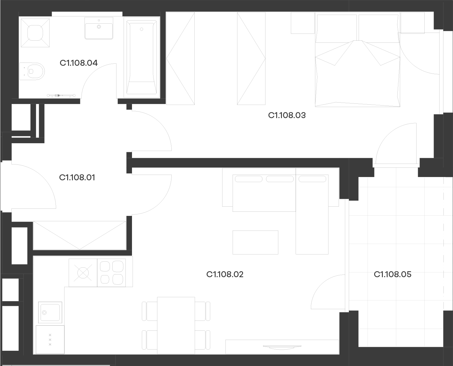 Byt 8 / Budova C1, Patro 1