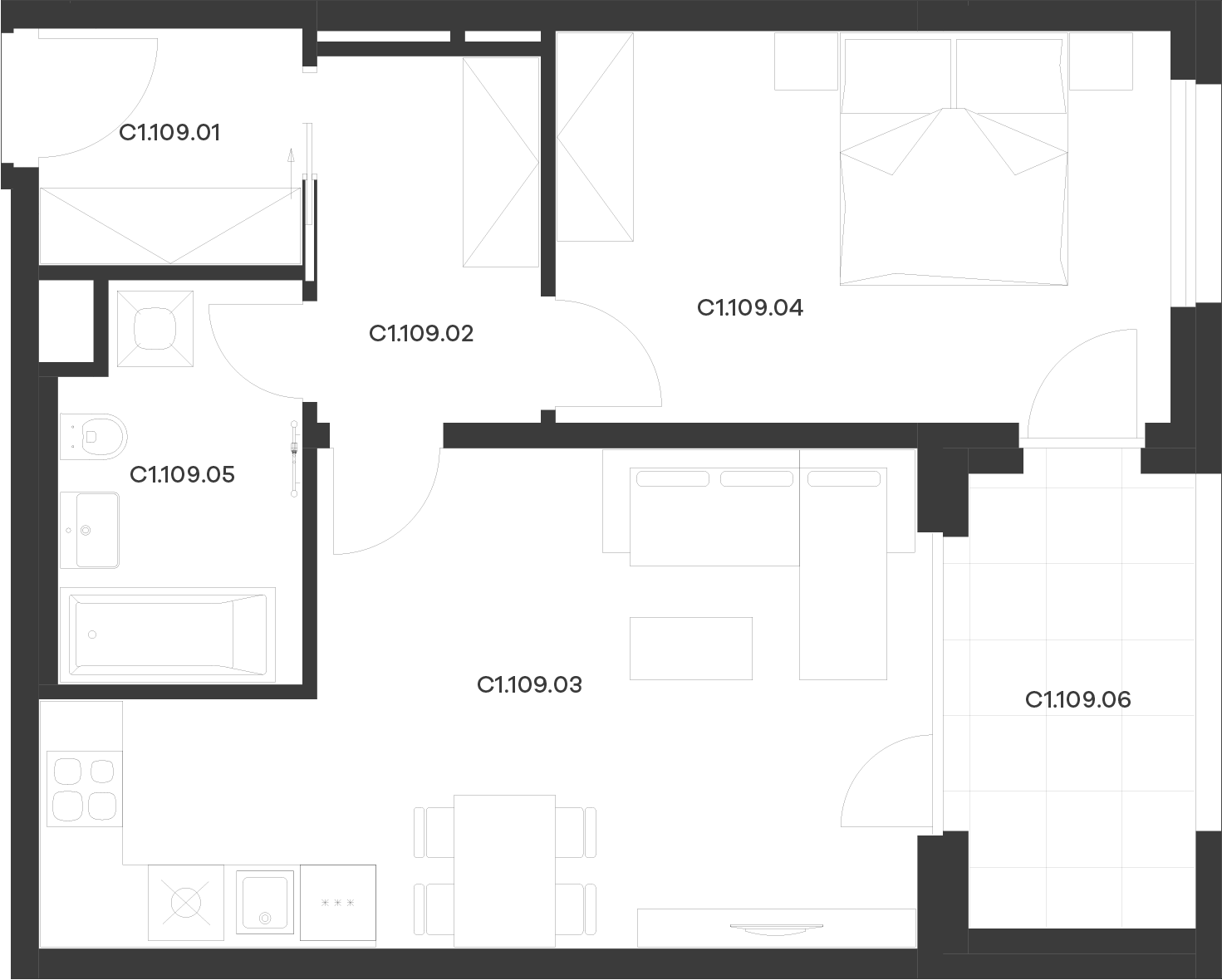 Byt 9 / Budova C1, Patro 1