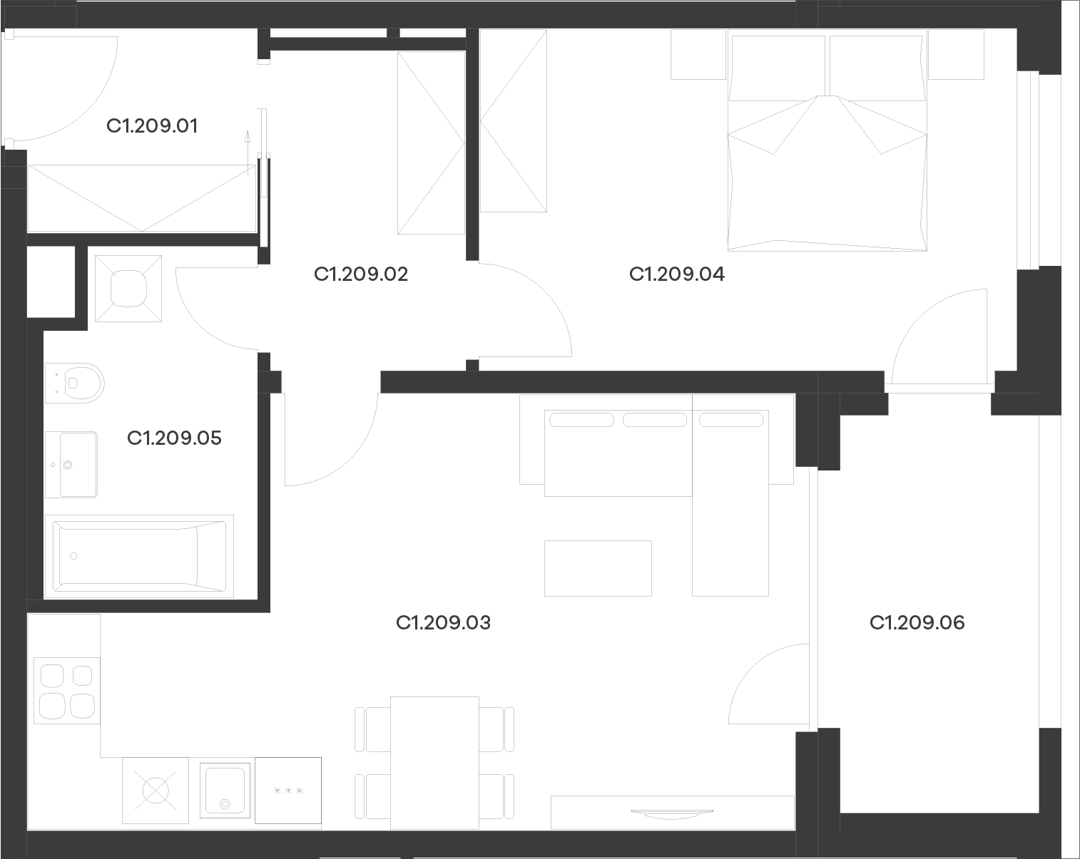 Byt 9 / Budova C1, Patro 2