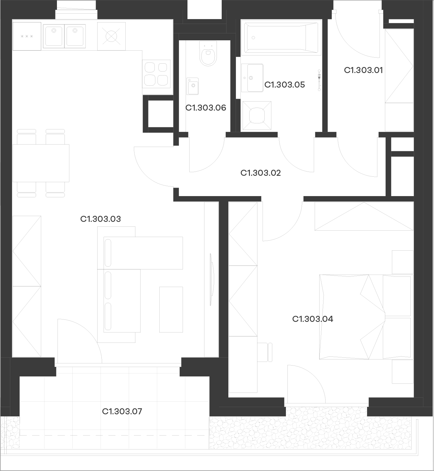 Byt 3 / Budova C1, Patro 3