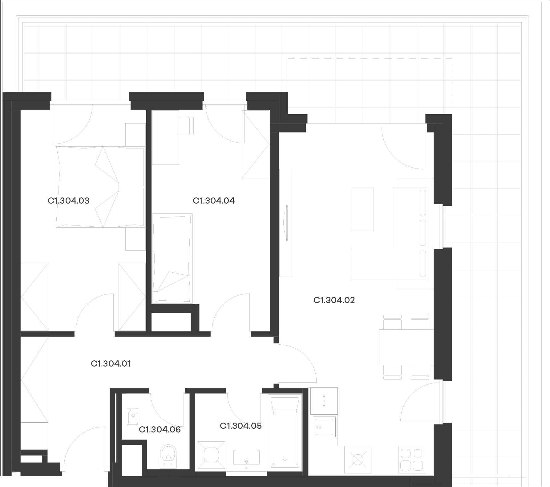 Byt 4 / Budova C1, Patro 3