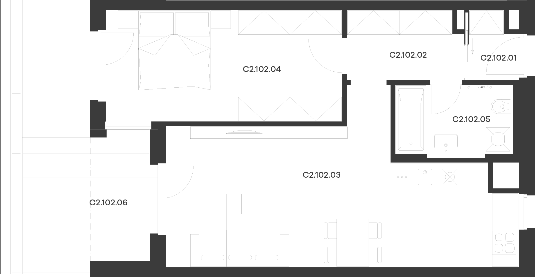 Byt 2 / Budova C2, Patro 1