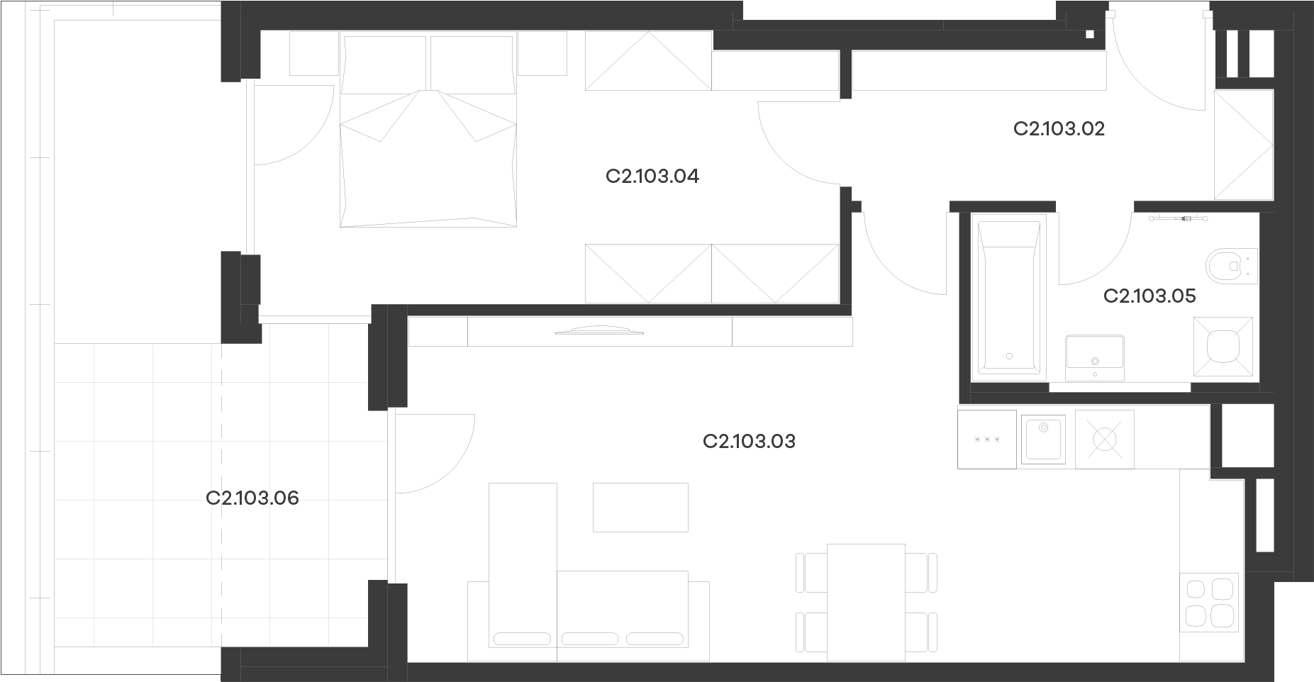 Byt 3 / Budova C2, Patro 1