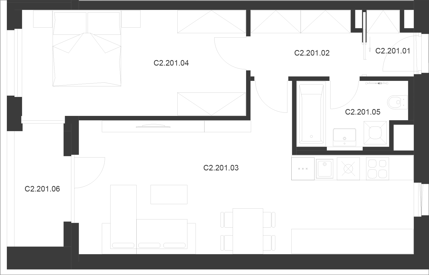 Byt 1 / Budova C2, Patro 2