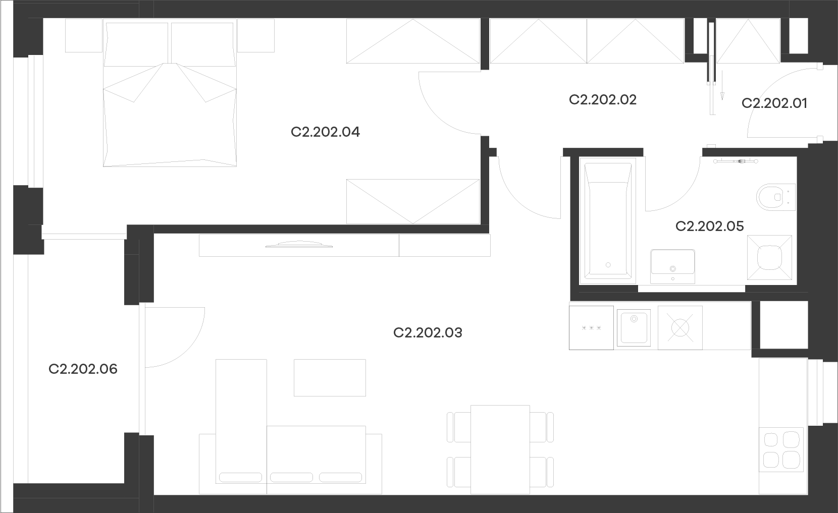 Byt 2 / Budova C2, Patro 2