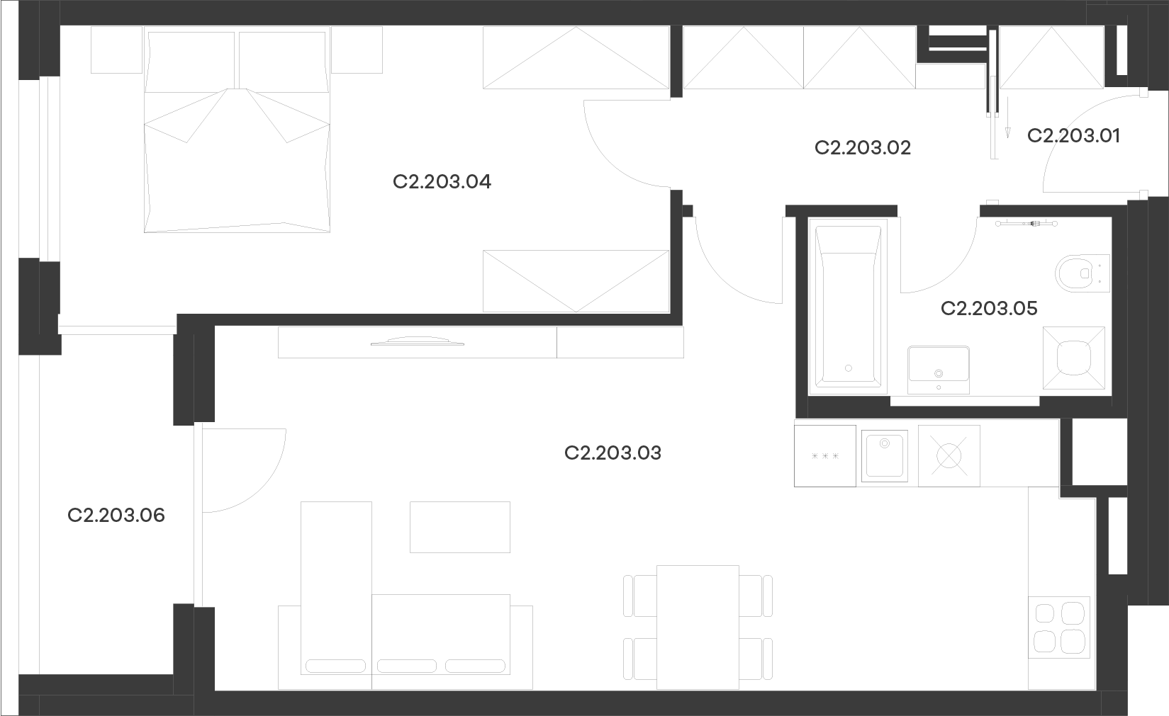 Byt 3 / Budova C2, Patro 2